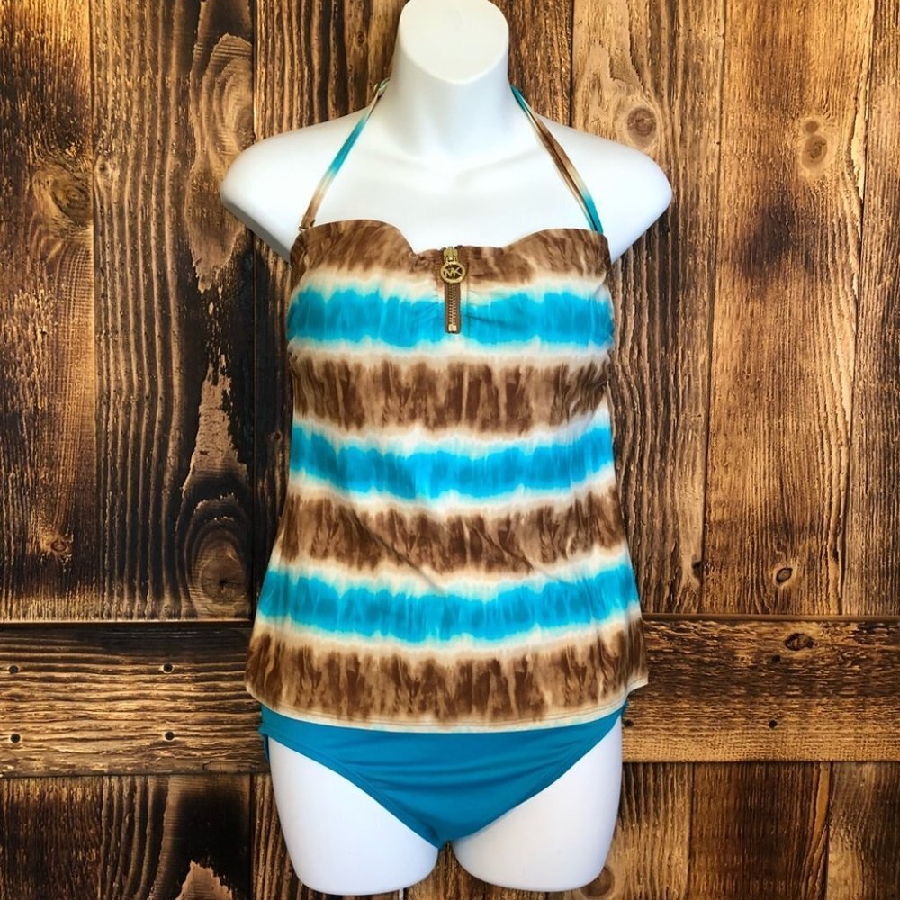 Michael Kors - Brown & Blue Striped Tankini - S